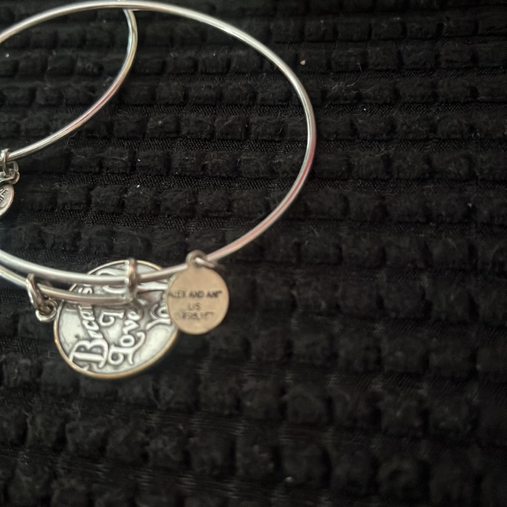 Two Alex and Ani Mom and Because I love You Silver Bracelets. You get two. - Picture 6 of 7